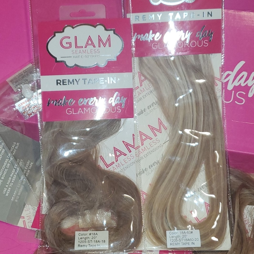 Glam seamless Remy tape in extensions.